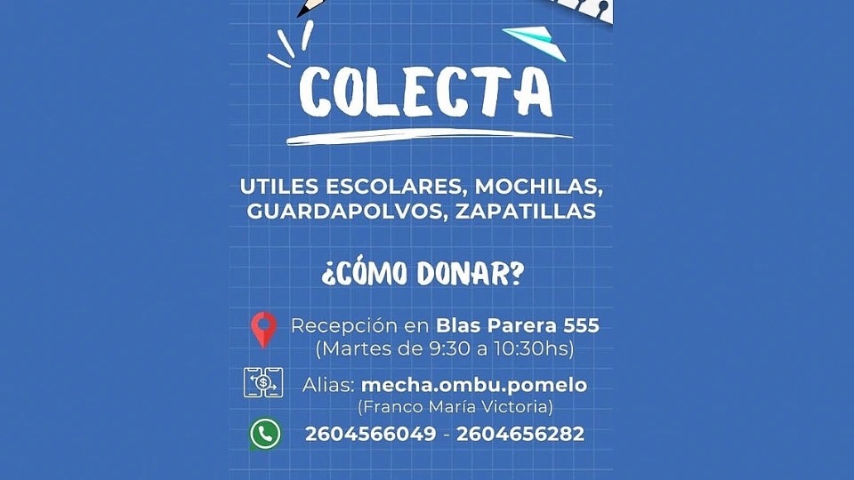 colecta de útiles para familias en estado de vulnerabilidad organizada por Diferentes ONGs 