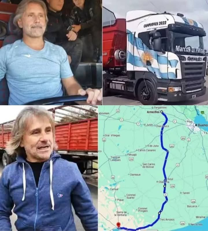 MARCOS DI PALMA VIAJA CON SU CAMION Y PASARÁ POR 11 PUEBLOS JUNTANDO DONACIONES PARA BAHIA BLANCA