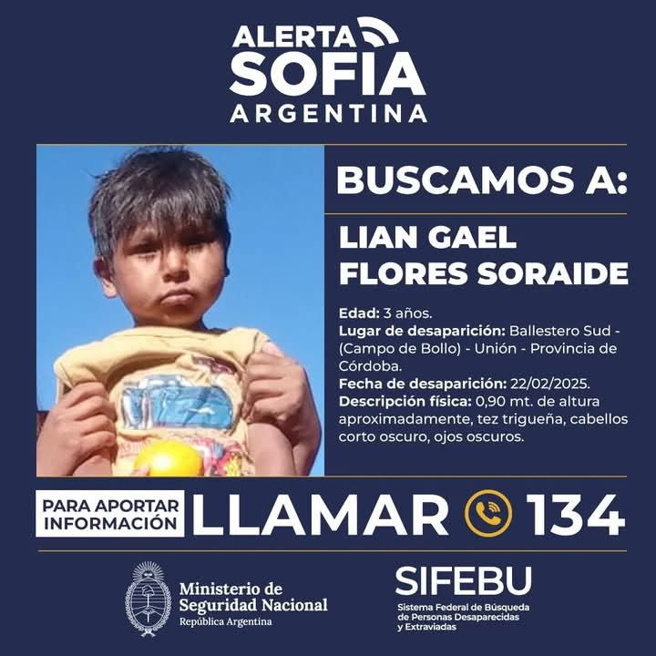  URGENTE LOCALIZACION DEL MENOR DESAPARECIDO CON ALTO RIESGO DE VIDA: LIAN GAEL FLORES SORAIDE,