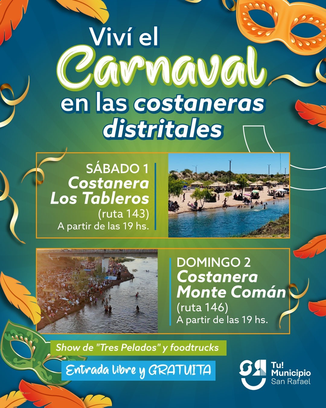 DISFRUTAMOS EL CARNAVAL EN LAS COSTANERAS DE LOS TABLEROS Y MONTE COMÁN